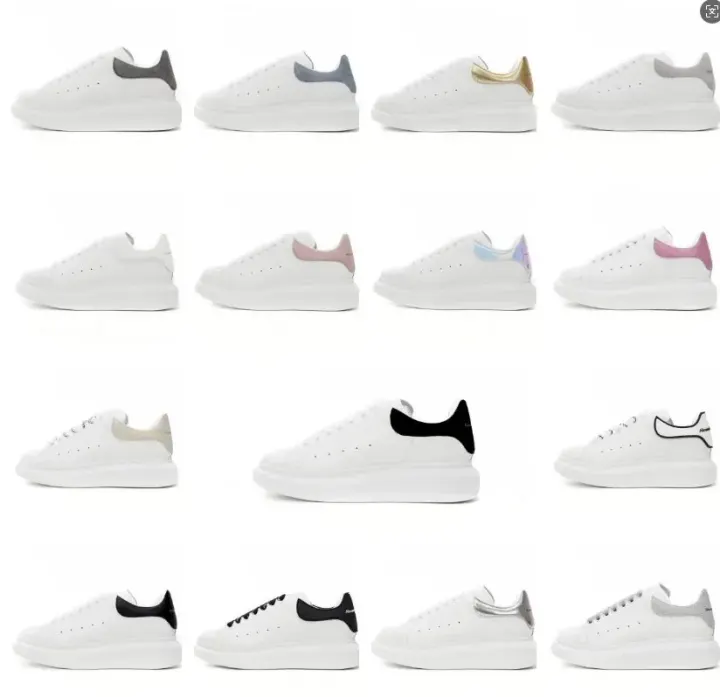 Alexander McQueen White Low-Top Sneakers with Contrast Heel Tabs