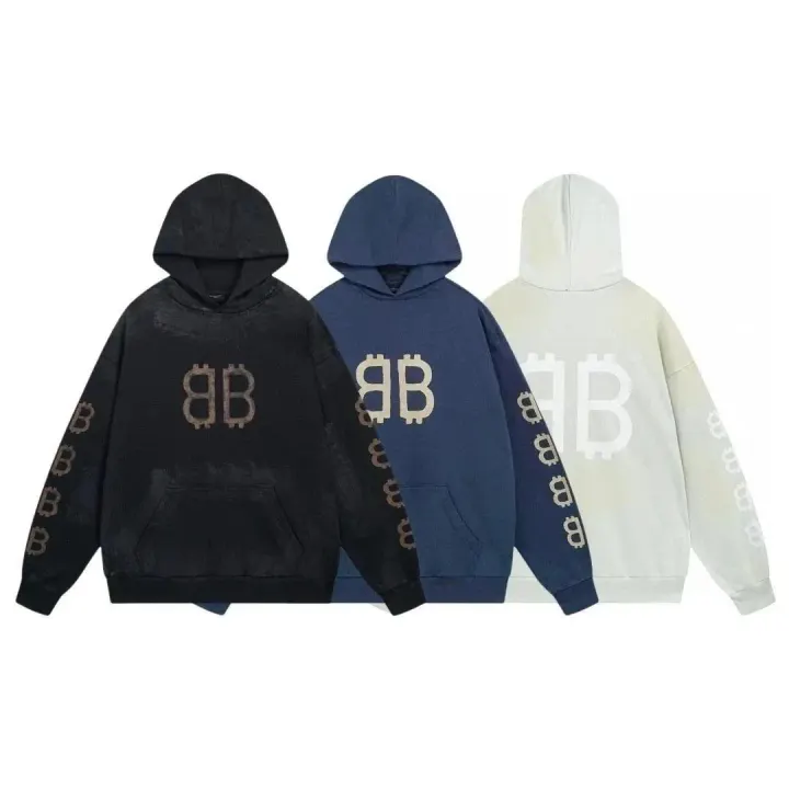 Balenciaga Washed Graphic Hoodie in Black