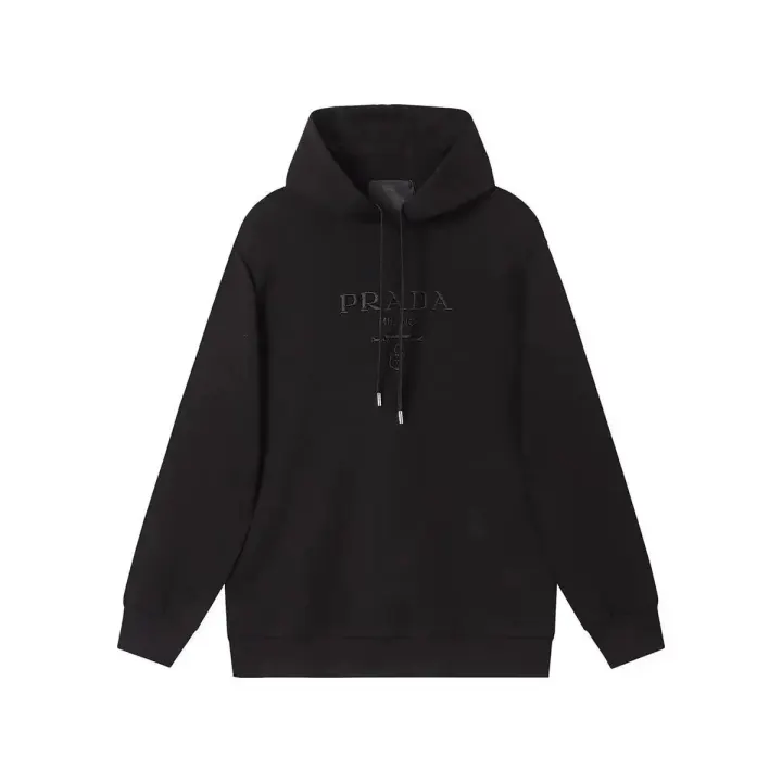 Prada Black Embroidered Crewneck Sweatshirt