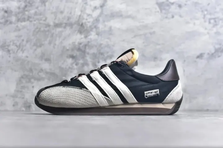 Adidas Retro Low-Profile Running Shoes in Black and White