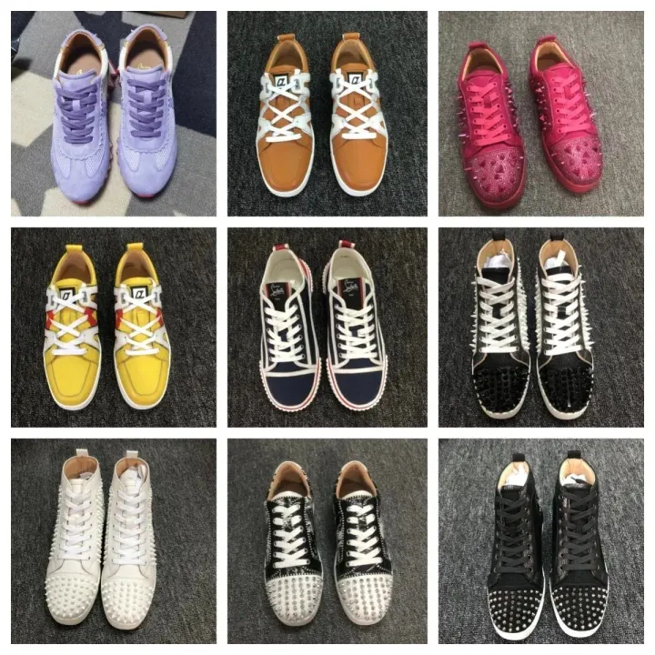 Christian Louboutin Studded Sneakers in Black, White and Bright Colors