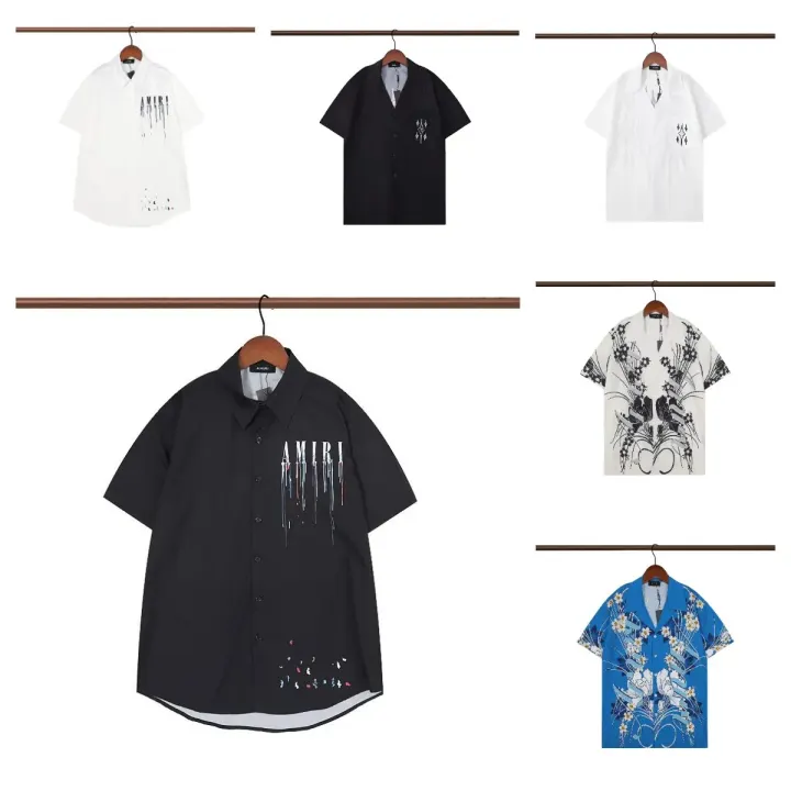AMIRI Schwarzes kurzärmeliges Button-down-Hemd mit Grafik