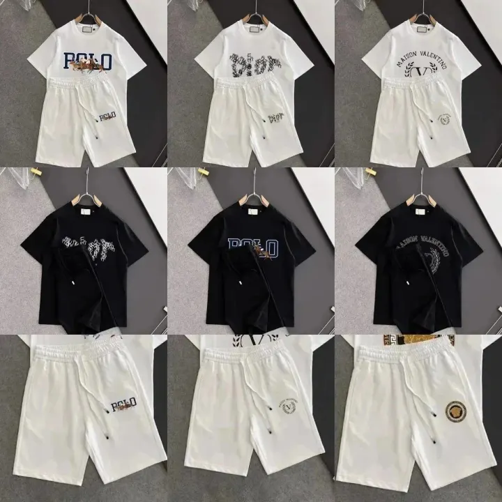 Polo Ralph Lauren Graphic T-Shirt and Shorts Set in White and Black