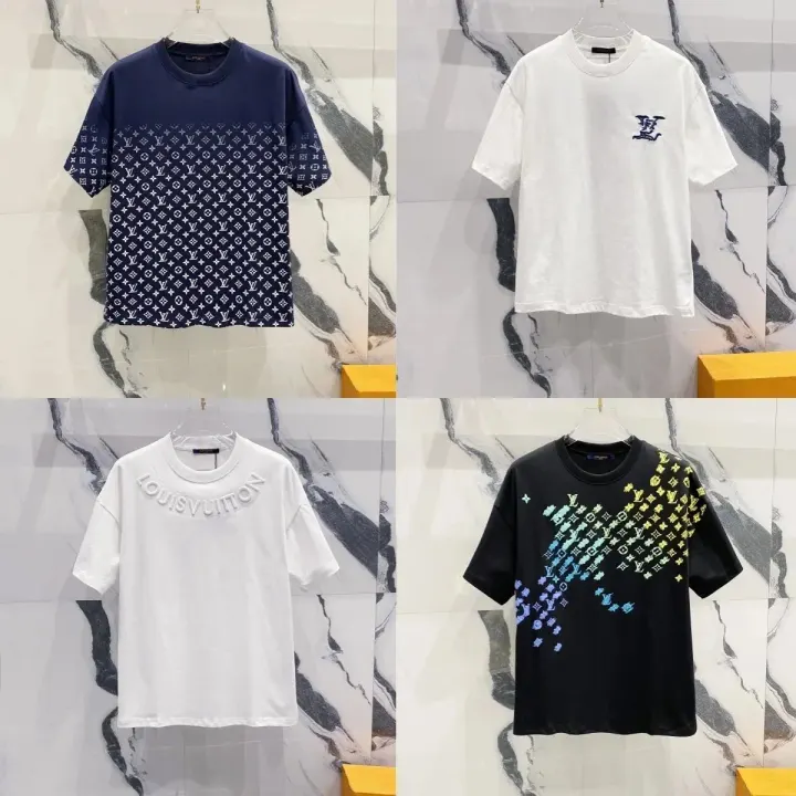 Louis Vuitton Grafik-T-Shirt in Marineblau, Weiß und Schwarz