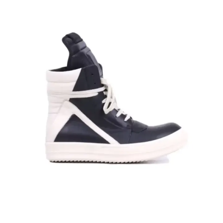 Rick Owens Geobasket High-Top Sneakers — Black and Milk